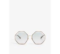 Chloe Womens Brown Ch0046s Hexagonal-frame Metal Sunglasses