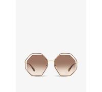 Chloe Womens Brown Ch0046s Hexagonal-framed Metal Sunglasses