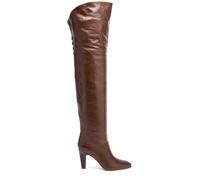 Chloe - Women's Brown Eve 90 Glossed-leather Over-the-knee Lace-up Boots - Size 37 (IT37 / UK4)