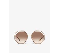 Chloe Womens Chloe Ch0046S Hexagonal-Framed Metal Sunglasses Brown