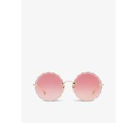Chloe Womens Chloe Ch0047S Metal Scalloped Round-Frame Sunglasses Pink