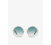 Chloe Womens Gold Ch0047s Metal Scalloped Round-frame Sunglasses