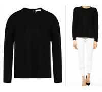 Chloé Women's Iconic Crewneck Washed Wool Jersey Zip Pullover Sweater 40