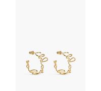 Chloe Womens Vintage Gold Chloé Script Brass Hoop Earrings