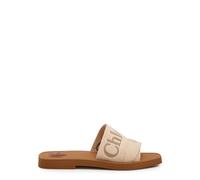 Chloe Woody Logo Canvas Sliders - Beige - 41 (IT41 / UK8)