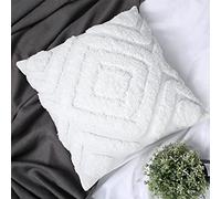 Chlophy Boho Cushion Covers White Cream 45x45Cm 18x18IN Diamond Bohemian Geo Textured Tufted Throw Pillow Cover Sofa Chair Cute Ivory Decorative Set of 2