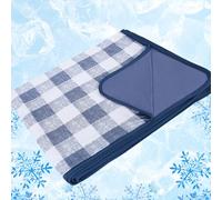 Chlophy Cooling Blanket for Night Sweats Summer Bamboo Throw Blanket Hot Sleepers Navy Blue Buffalo Plaid Checkered Cool Japanese Arc-Chill Q-MAX＞0.5 Silky Soft Absorb Heat for Bed Sofa 150×200CM