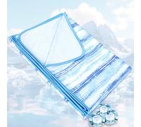 Chlophy Cooling Blanket for Night Sweats, Summer Blanket Hot Sleeper for Night Sleeping Bamboo Large King Bed Light Blue Tie Dyed Stripes Cool Japanese Arc-Chill Q-MAX＞0.5 Hot Flashes Soft 200×220CM