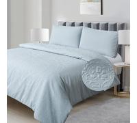 Chlophy Duck Egg Blue Duvet Sets King Floral Duvet Cover Damask Mandala Textured Embossed Medallion Bohemian Jacquard Garland Light Blue