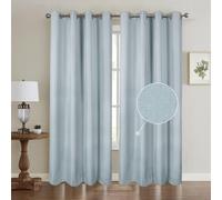 Chlophy Light Blue Blackout Curtains Duck Egg Eyelet for Bedroom Thermal Total Textured Linen Faux 46×90 Drop Sky Blue Living Room Darkening Nursery Boys Girls Children 2 Panels Window Curtain
