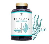 Chlorella Spirulina Tablets 1250mg Powerful Antioxidant,Helps Immune System,Reduces Fatigue.Provides Iron, Eliminates Heavy Metals.180 Vegetable Capsules.1250mg.UK Vegan Certified.N2 Natural Nutrition