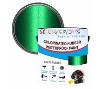 Chlorinated Rubber Waterproof Paint - Outdoor Multi-Surface Paint for Metal, Wood, Masonry & More - Durable, Mould & Weather Resistant - Vibrant Green Metallic (0.25 Liters)