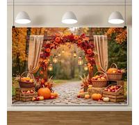 ChloropLastid 10x8ft Autumn Harvest Arch Backdrop Maple Leaves Decoration Fall Forest Photography Background for Birthday Fall Theme Wedding Bridal Party Baby Shower Photo Booth Supplies