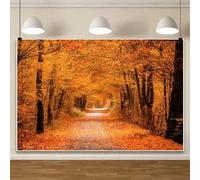 ChloropLastid 10x8ft Fall Forest Scenery Backdrop Autumn Fallen Maple Leaves Pathway National Park Landscape Photography Background Thanksgiving Adult Kid Artistic Portrait Photoshoot Props