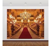 ChloropLastid 10x8ft Luxurious Palace Backdrop for Photography Red Carpet Golden Castle Chandelier Royal Buildings Stairs Background Wedding Birthday Video Banner Photo Booth Props Decoration