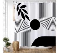 ChloropLastid Boho Shower Curtain Mid Century Modern Shower Curtains for Bathroom Black and White Geometric Minimalist Abstract Bohemian Waterproof Fabric Bathroom Shower Curtain Set 72x72 Inch