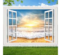 ChloropLastid Summer Tropical Beach Garage Door Banner 7x8ft Decorations Hawaii Seaside Palm Trees Blue Sky Photography Backdrop Home Cover Outdoor Party Supplies