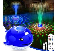 ChlorStar Pool Fountain with Remote, Dolphing Rechargeable Floating Pool Fountain with Lights, Above Ground Pool Water Fountains with Anchor, Swimming Pool Fountains for Inground Pool-1PC,Blue