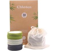 Chloven 30 Pack Reusable Makeup Remover Pads - Bamboo Reusable Cotton Rounds for Toner, Washable Eco-Friendly Pads for All Skin Types with Cotton Laundry Bag