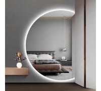 CHMAIDEU Smart Bathroom Mirror with LED Lights - Half Circle Anti-Fog Mirror with 3-Color Dimmable Backlit, Shatter-Proof Wall Mounted for Makeup Vanity, Bedroom, Living Room (IP44 Waterproof)(100cm)