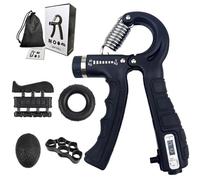 Chmentnanza 5 Pack Hand Strengthener Kit - 5-60kg Adjustable Grip Trainer, Finger & Forearm Workout with Counter, Portable Exercise Set for Recovery (Black)