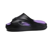 Chmentnanza Beach-Ready Slides for Men | Quick-Dry Sand Resistant Outdoor Sandals for Pool, Resort & Camping (Black/Purple, Adult, Men, 9, Numeric Range, UK Footwear Size System, 9.5, Medium)