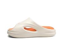 Chmentnanza Beach-Ready Slides for Men | Quick-Dry Sand Resistant Outdoor Sandals for Pool, Resort & Camping (White/Orange, Adult, Men, 4, Numeric Range, UK Footwear Size System, 5.5, Medium)