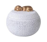Chmentnanza Dog Urn - White Rough Texture, Gold Sculpture Dog Lying Down for Ashes