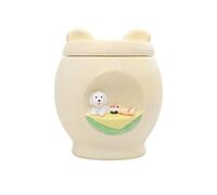 Chmentnanza Puppy Memory Urn - Soft Ceramic Souvenir, Relief Dog White & Emotional Ears