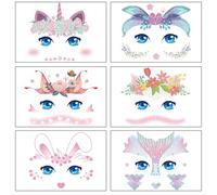 Chmentnanza Six Piece Animal Face Stickers Set Bunny and Moth Design Temporary Face Stickers for Events and Gatherings