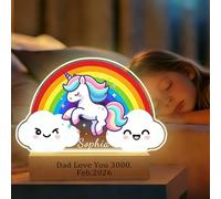 CHMMY Personalised Kids' Night Light, LED Unicorn Sleep Aiding Night Light, Name Customizable Nursery Bedside Lamp, Cartoon Decorative Table Lamps, Gift for Girl Boy Children Sleep Companion Lights