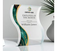 CHMMY Personalised Trophy Plaque - Acrylic Customizable Medal with Custom Photo & Logo - Corporate Recognition Desk Trophies - Employee of the Month, Office and Sports Awards