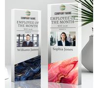 CHMMY Personalised Trophy Plaque - Customizable Acrylic Award with Custom Photo Logo - Corporate Recognition Desk Trophies - Employee of the Month, Office and Sports Medal Awards