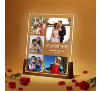 CHMMY Valentine's Day Personalised Gifts Acrylic Plaque Night Light, Customizable Any Photos, Names Date Anniversary Memorial Gifts for Her Him Girlfriend Boyfriend Wife Husband