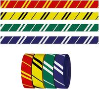 CHMOART 4 Rolls × 5 Yards Wizardry Witchery Ribbon, 3/8 Inch Width Magical Striped Ribbons, Colorful Witchcraft Grosgrain Ribbons for Gift Wrapping, DIY Crafting, Hair Bow Accessory