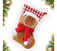 CHMOART Christmas Stockings with Gingerbread Man Pattern, Xmas Gift Stockings for Fireplace, Large Red Buffalo Plaid Stocking Decorations, Fireplace Hanging Stockings for Christmas