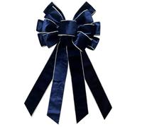 CHMOART Christmas Wreath Bow 20 x 11 Inches Large Christmas Bows Silver Trimmed Blue Velvet Bow Winter Farmhouse Bow Xmas Tree Topper Ornament Bow for Home Front Door Decorations