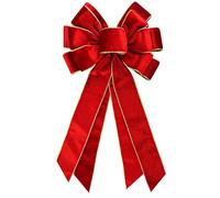 CHMOART Christmas Wreath Bow 20 x 11 Inches Large Christmas Bows Silver Trimmed Red Velvet Ribbon Bow Winter Farmhouse Bow Xmas Tree Ornament Bow for Home Front Door Decorations