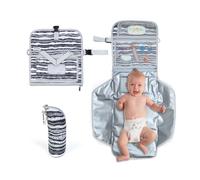 CHNGAROO Portable Changing Pad with Innovative Diaper Bag Dispenser, 3X Disposable Diaper Bags, Privacy Screen, and Diapers Clutch - Waterproof Baby Changing Pad with Wipes Pocket, Grey