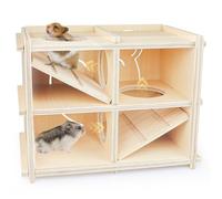 Chngeary Hamster Toy Adventure Box,Multi Chamber Viewable Hamster House with Tunnel Meets The Nature of All Kinds and Sizes of Hamsters Rats Small pet Rodents(S)