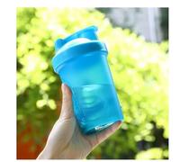 CHNLML Protein Shaker Bottle 400ML/16Oz w. Shaker Ball for Protein Shake, Shaker Bottle with Mixing Ball, Leak-Proof, BPA-Free, for Gym, Workout, Juice Mixer (Blu/Blu, 16Oz-400ML-1Bottle)