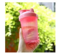 CHNLML Protein Shaker Bottle 400ML/16Oz w. Shaker Ball for Protein Shake, Shaker Bottle with Mixing Ball, Leak-Proof, BPA-Free, for Gym, Workout, Juice Mixer (Pink/Pink Body, 16Oz-400ML-1Bottle)