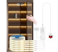 CHNMALITAI 12V COB LED Cabinet Lights Strip,6 x 6.6ft Cuttable Warm White Led Strip Light with Open Door Motion Control Sensor Kit for in-Cabinet, Locker, Closet, Showcase