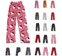 Chnnamzu Fluffy Pj Bottoms Kids Girls Pyjama Bottoms Long Flannel Pajama Pants Y2K Baggy Anime Cartoon Kawaii Super Soft Comfortable Fluffy Casual Autumn Winter Pajamas Trousers for Boys and Girls