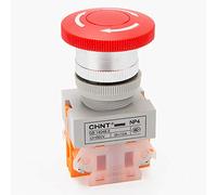 CHNT NP4-11ZS Emergency Stop Pushbutton Switches Mushroom Head Self-locking Control Button Switch 1NC Normally Open 1NO Normally Closed, Green Red, 2-Pack (Red)