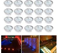 CHNXU 20 Pack RGB Deck Lights, 80mm Large Colour Changing Decking Lights Outdoor Low Voltage 12v IP67 Waterproof Deck Lighting Kits