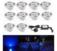 CHNXU 45mm Blue Led Decking Lights Kitchen Plinth Lights Outdoor Low Voltage IP67 Waterproof Deck Lighting Kits Pack of 10