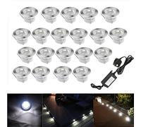 CHNXU 45mm Cool White Led Decking Lights Kitchen Plinth Lights Outdoor Low Voltage IP67 Waterproof Deck Lighting Kits Set of 20