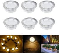 CHNXU 80mm Large Led Decking Lights Outdoor Low Voltage 12v IP67 2.5W Waterproof Deck Lighting Kits Pack of 6 (Warm White)