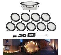 CHNXU 80mm LED Decking Lights Outdoor Low Voltage 12v IP67 2.5W Waterproof Black Deck Lighting Kits Pack of 10 (Warm White)